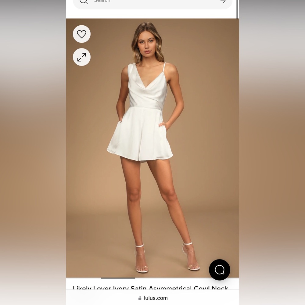 NWT, Lulu’s white satin romper
